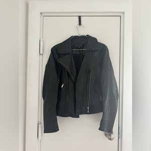 Theyskens Theory Black Leather Cropped Jacket Size M